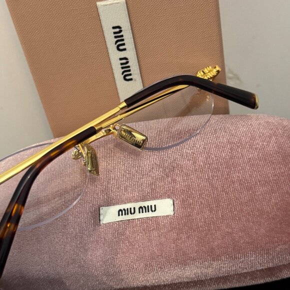 Miu Miu Luxury Rimless Gold Eyeglasses Minimal Fashion Frame main image 8